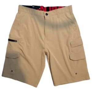 NWT Men's IRON CO Tan Performance Light Cargo Shorts w/ 8% spandex- Size 32